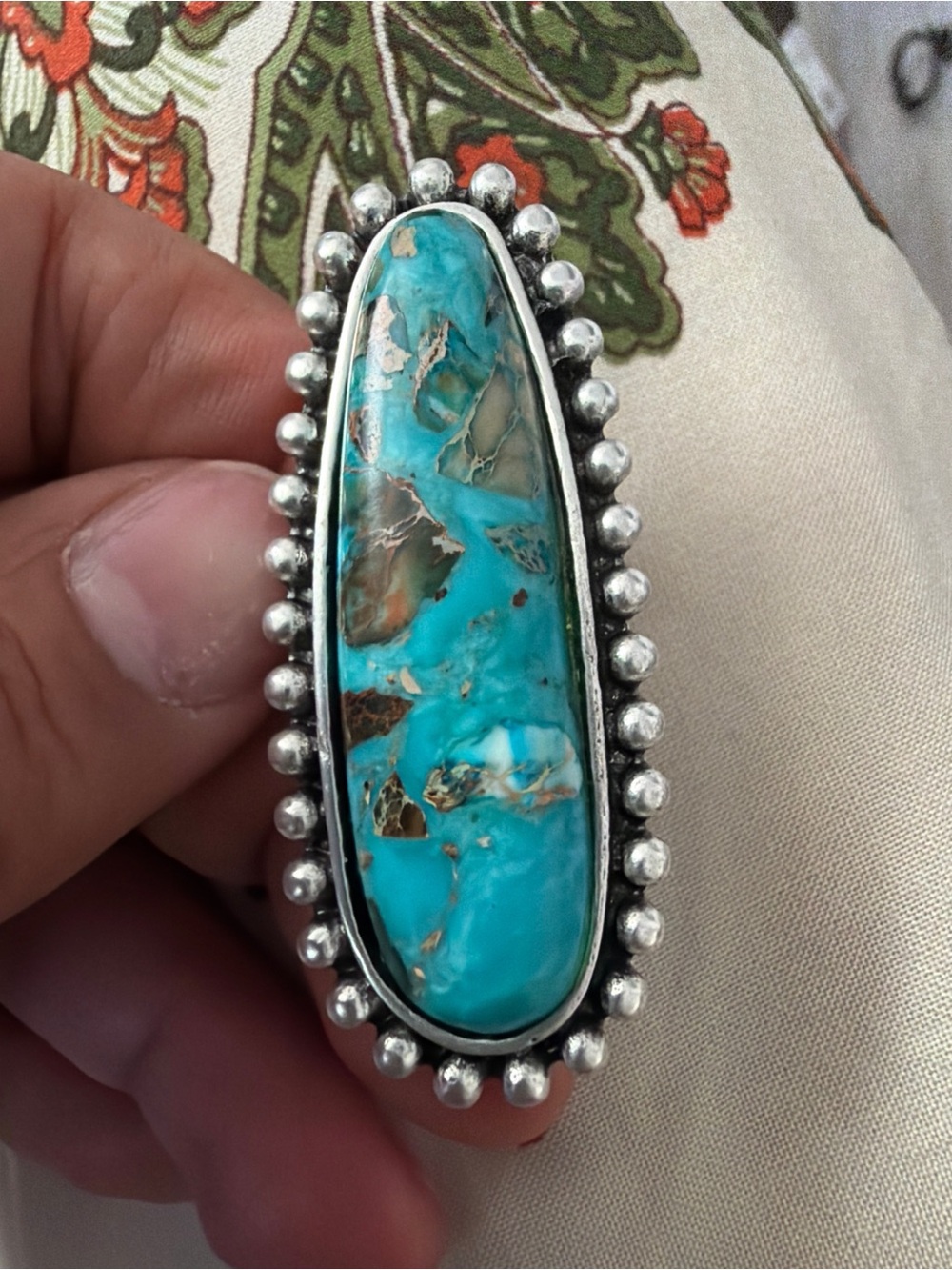 Large Adjustable Unisex Turquoise Ring